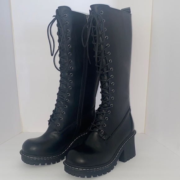 Dolls Kill Shoes - NWOB- Dolls Kill Current Mood Black Lace-Up Knee-High Boots